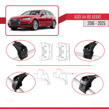 Compatibile con A4 (B9) Avant 2016-2025 ACE-2 Barre portatutto per auto Portapacchi Alluminio grigio 2 barre