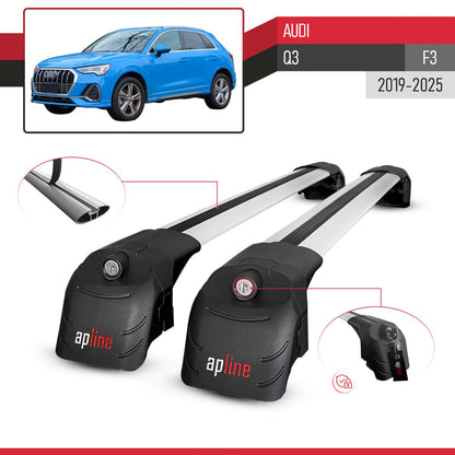 Compatible avec Audi Q3 (F3) 2019-2025 ACE-2 modèle Barres de Toit Railing Porte-Bagages de Voiture Gris Aluminium Barres