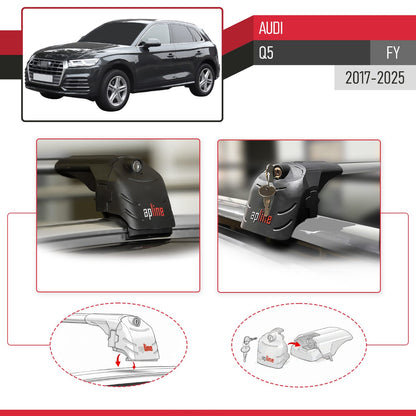 Compatibile con Q5 (FY) 2017-2024 ACE-2 Barre Tetto Portapacchi Auto Barre Portatutto Grigo Alluminio 2 Barre