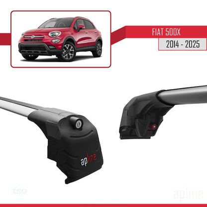 Compatible con Fiat 500 X 2014-2025 ACE-2 Barras de Techo Auto Portaequipajes Barras Transversales Gris Aluminio 2 Barras