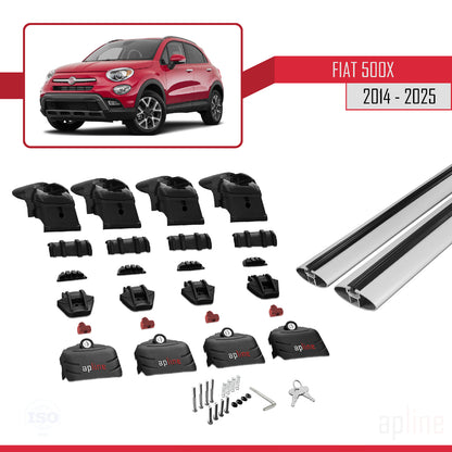 Compatibile con Fiat 500X 2014-2025 ACE-2 Barre Tetto Portapacchi Auto Barre Portatutto Grigo Alluminio 2 Barre