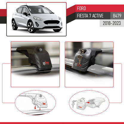 Kompatibel mit Ford Fiesta 7 Active 2018-2023 ACE-2 Relingträger Dachträger Auto Gepäckträger Grau Aluminium 2 Stangen