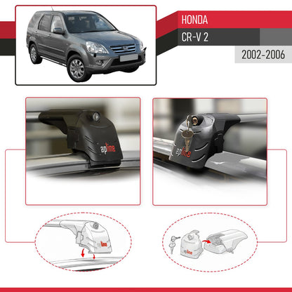 Kompatibel mit Honda CR-V 2 2002-2006 ACE-2 Relingträger Dachträger Auto Gepäckträger Grau Aluminium 2 Stangen
