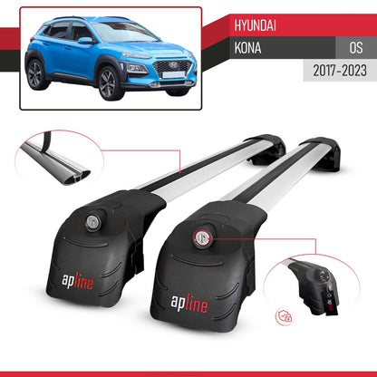 Compatibile con Hyundai Kona (OS) 2017-2022 ACE-2 Barre Tetto Portapacchi Auto Barre Portatutto Grigo Alluminio 2 Barre
