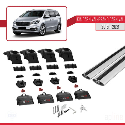 Compatible avec Kia Carnival 3 (YP) 2015-2021 ACE-2 Barres de Toit Railing Porte-Bagages de Voiture Gris Aluminium 2 Barres