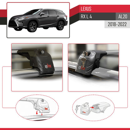 Compatible avec Lexus RX L 4 (AL20) 2018-2022 ACE-2 modèle Barres de Toit Railing Porte-Bagages de Voiture Gris Aluminium Barres