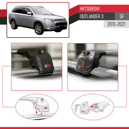 Compatibile con Mitsubishi Outlander 3 2013-2018 ACE-2 Barre Tetto Portapacchi Auto Barre Portatutto Grigo Alluminio 2 Barre