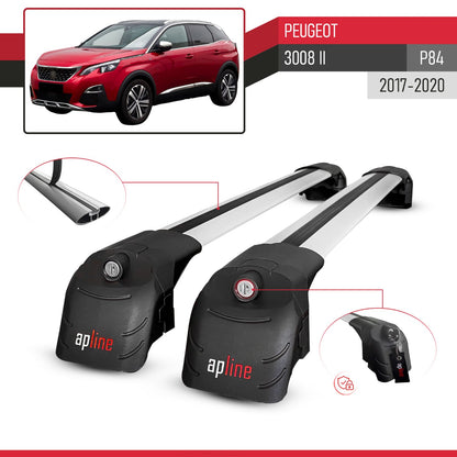 Compatible avec Peugeot 3008 II (P84) Pre-Facelift 2017-2020 ACE-2 modèle Barres de Toit Railing Porte-Bagages de Voiture Gris Aluminium Barres