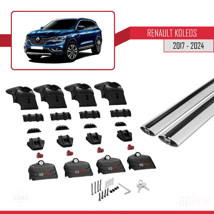 Compatible avec Renault Koleos 2 (HC) 2017-2024 ACE-2 Barres de Toit Railing Porte-Bagages de Voiture Gris Aluminium 2 Barres