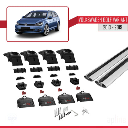 Compatible avec Volkswagen Golf 7 (5G) Variant 2013-2019 ACE-2 Barres de Toit Railing Porte-Bagages de Voiture Gris Aluminium 2 Barres