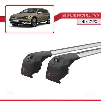 ACE-2 Dakdrager bagagedrager compatibel met Volkswagen Passat B8 (3G) Alltrack 2016-2023 Spoorstaven Grijs Aluminium 2 Staven