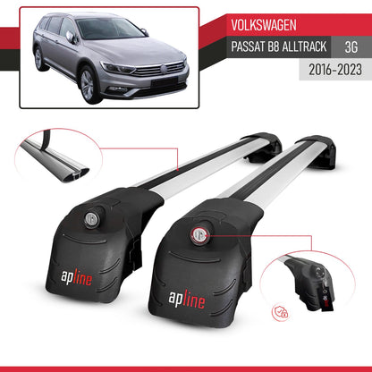 Kompatibel mit Volkswagen Passat B8 (3G) Alltrack 2016-2023 ACE-2 Relingträger Dachträger Auto Gepäckträger Grau Aluminium 2 Stangen