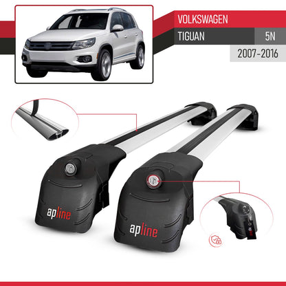 Compatible avec Volkswagen Tiguan (5N) 2007-2016 ACE-2 modèle Barres de Toit Railing Porte-Bagages de Voiture Gris Aluminium Barres