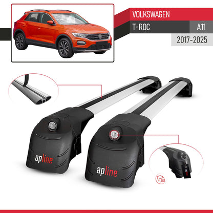 Kompatibel mit Volkswagen T-Roc 2017-2025 ACE-2 Relingträger Dachträger Auto Gepäckträger Grau Aluminium 2 Stangen