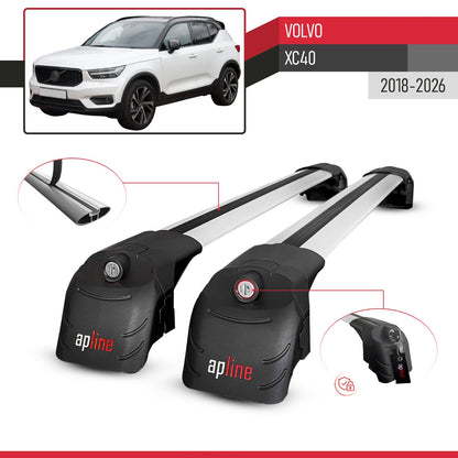 Kompatibel mit Volvo XC40 2018-2025 ACE-2 Relingträger Dachträger Auto Gepäckträger Grau Aluminium 2 Stangen