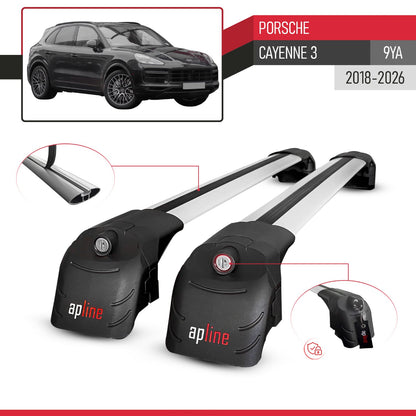 Compatible avec Porsche Cayenne 3 (9YA) 2018-2026 ACE-2 modèle Barres de Toit Railing Porte-Bagages de Voiture Gris Aluminium Barres