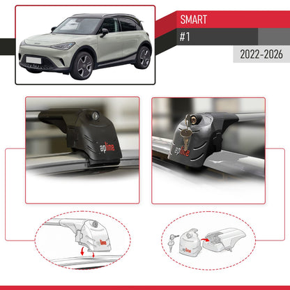 Compatible avec Smart #1 2022-2026 ACE-2 modèle Barres de Toit Railing Porte-Bagages de Voiture Gris Aluminium Barres