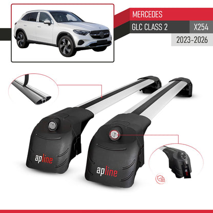 Compatible avec Mercedes GLC Class 2 (X254) 2023-2026 ACE-2 modèle Barres de Toit Railing Porte-Bagages de Voiture Gris Aluminium Barres