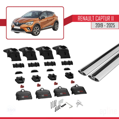 Compatible avec Renault Captur 2 2019-2025 ACE-2 Barres de Toit Railing Porte-Bagages de Voiture Gris Aluminium 2 Barres