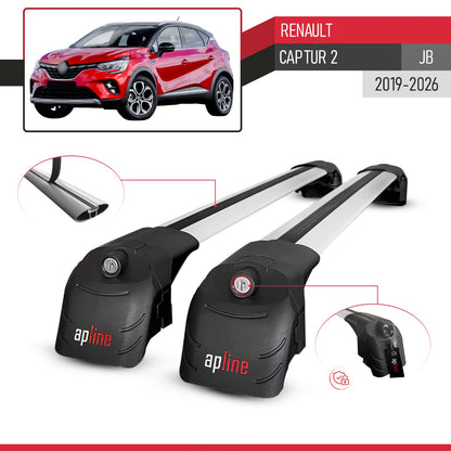 Compatible avec Renault Captur 2 (JB) 2019-2026 ACE-2 modèle Barres de Toit Railing Porte-Bagages de Voiture Gris Aluminium Barres