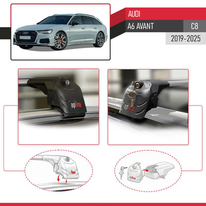 Kompatibel mit A6 (C8) Avant 2019-2025 ACE-2 Relingträger Dachträger Auto Gepäckträger Grau Aluminium 2 Stangen