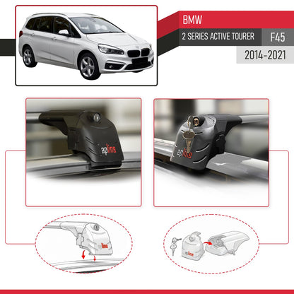 Compatible avec BMW 2 Serisi (F45) Active Tourer 2014-2021 ACE-2 modèle Barres de Toit Railing Porte-Bagages de Voiture Gris Aluminium Barres