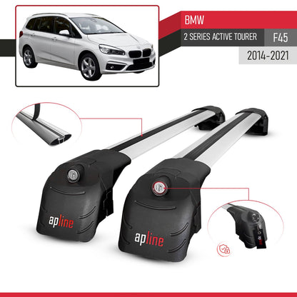 Compatible avec BMW 2 Serisi (F45) Active Tourer 2014-2021 ACE-2 modèle Barres de Toit Railing Porte-Bagages de Voiture Gris Aluminium Barres