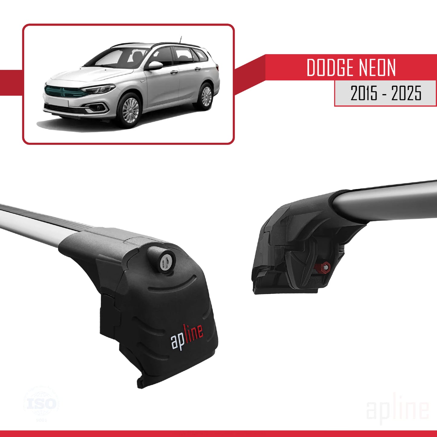 Compatible avec Dodge Neon 2015-2025 ACE-2 Barres de Toit Railing Porte-Bagages de Voiture Gris Aluminium 2 Barres
