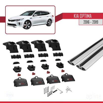 Compatible con Kia Optima (JF) Familiar 2016-2019 ACE-2 Barras de Techo Auto Portaequipajes Barras Transversales Gris Aluminio 2 Barras