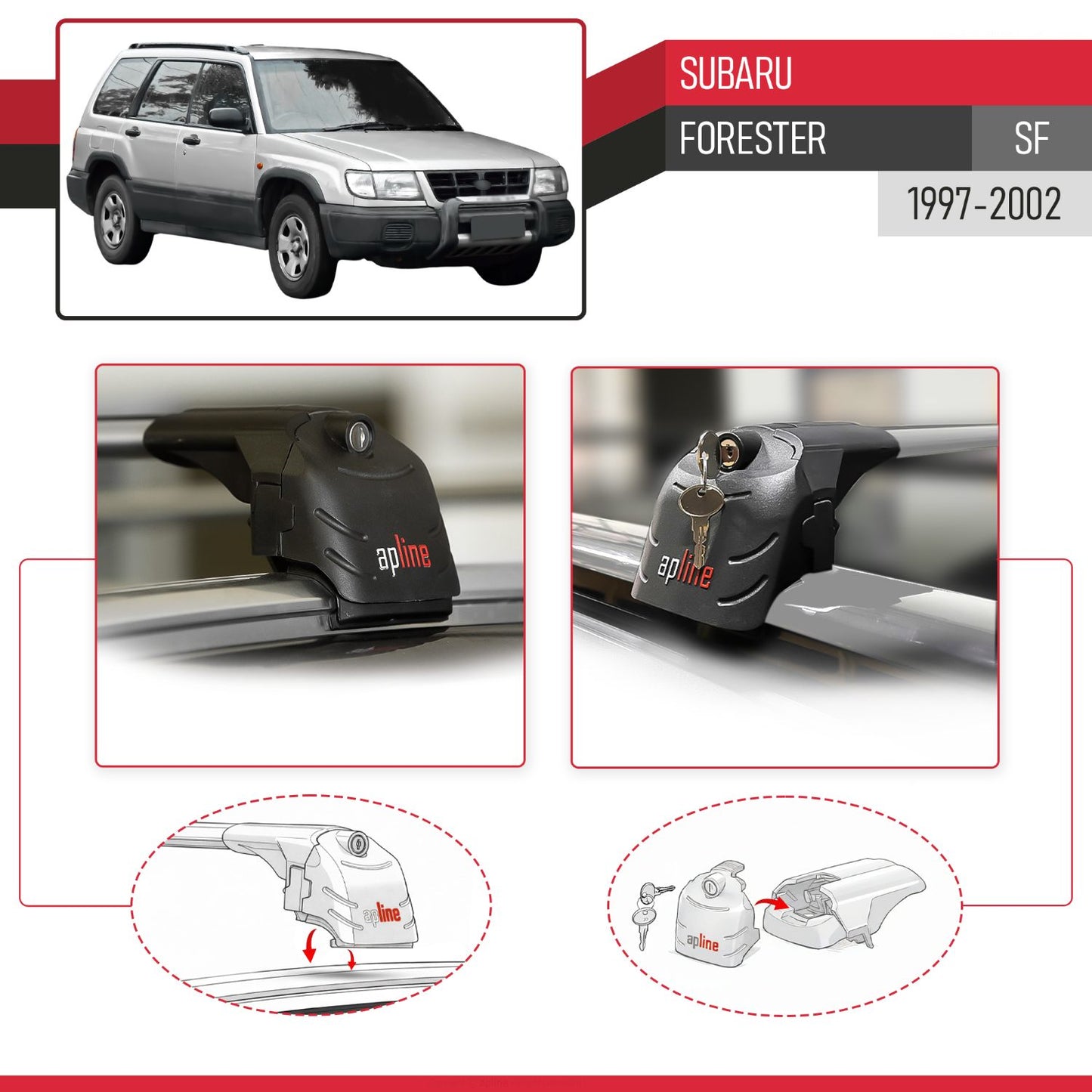 Compatibile con Subaru Forester (SF) 1997-2002 ACE-2 Barre Tetto Portapacchi Auto Barre Portatutto Grigo Alluminio 2 Barre