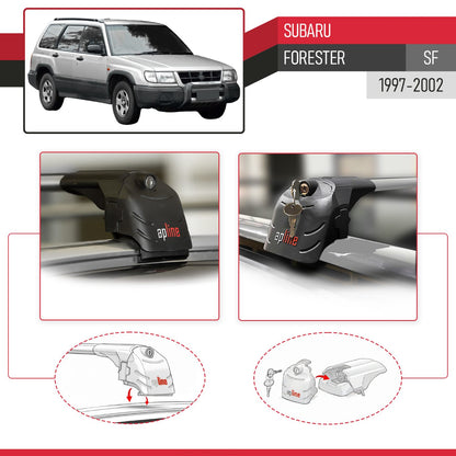 Compatibile con Subaru Forester (SF) 1997-2002 ACE-2 Barre Tetto Portapacchi Auto Barre Portatutto Grigo Alluminio 2 Barre