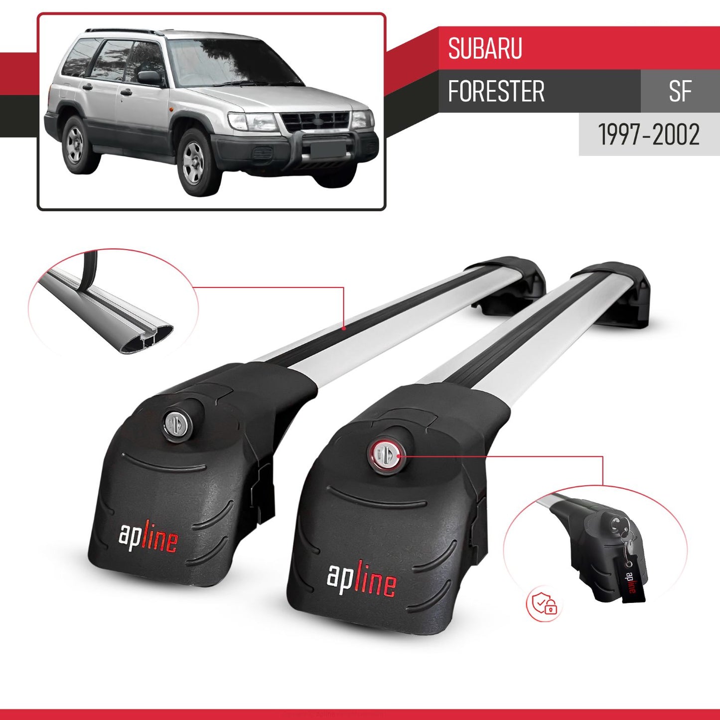 Compatibile con Subaru Forester (SF) 1997-2002 ACE-2 Barre Tetto Portapacchi Auto Barre Portatutto Grigo Alluminio 2 Barre