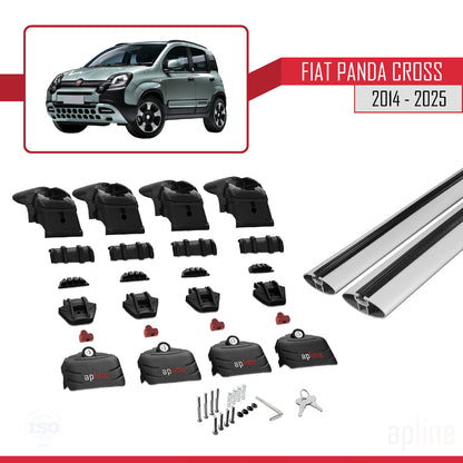 ACE-2 Dakdrager bagagedrager compatibel met Fiat Panda Cross 2014-2025 Spoorstaven Grijs Aluminium 2 Staven