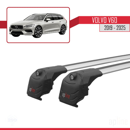 Compatible con Volvo V60 II 2019-2025 ACE-2 Barras de Techo Auto Portaequipajes Barras Transversales Gris Aluminio 2 Barras