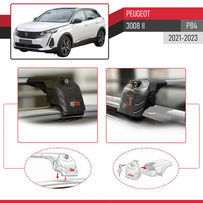 Compatible avec Peugeot 3008 II (P84) Post-Facelift 2021-2023 ACE-2 modèle Barres de Toit Railing Porte-Bagages de Voiture Gris Aluminium Barres