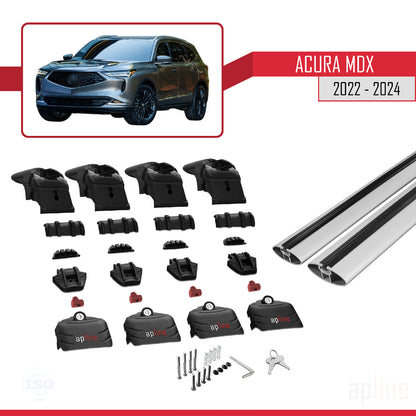 Compatibile con Acura MDX 2022-2024 ACE-2 Barre portatutto per auto Portapacchi in alluminio grigio 2 barre