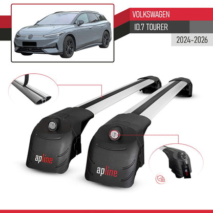 Compatible avec Volkswagen ID.7 Tourer 2024-2026 ACE-2 modèle Barres de Toit Railing Porte-Bagages de Voiture Gris Aluminium Barres