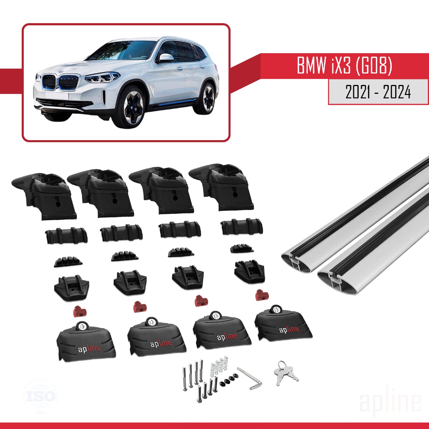 Compatibile con BMW iX3 G08 2021-2024 ACE-2 Barre portatutto per auto Portapacchi in alluminio grigio 2 barre