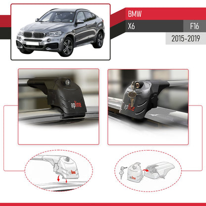 Compatibile con BMW X6 (F16) 2015-2019 ACE-2 Barre Tetto Portapacchi Auto Barre Portatutto Grigo Alluminio 2 Barre