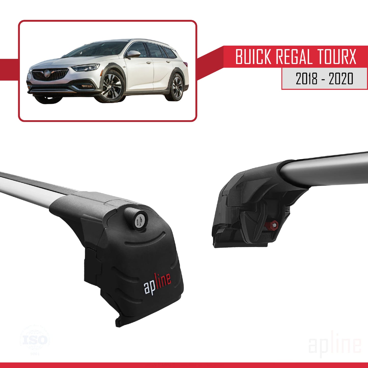 Compatible avec Buick Regal TourX 2018-2020 ACE-2 Barres de Toit Railing Porte-Bagages de Voiture Gris Aluminium 2 Barres