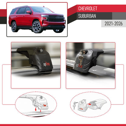 Compatibile con Chevrolet Suburban 2021-2024 ACE-2 Barre Tetto Portapacchi Auto Barre Portatutto Grigo Alluminio 2 Barre