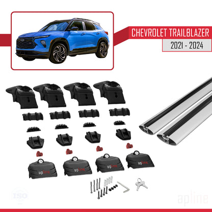 Compatible con Chevrolet Trailblazer 2021-2024 ACE-2 Barras de Techo Auto Portaequipajes Barras Transversales Gris Aluminio 2 Barras