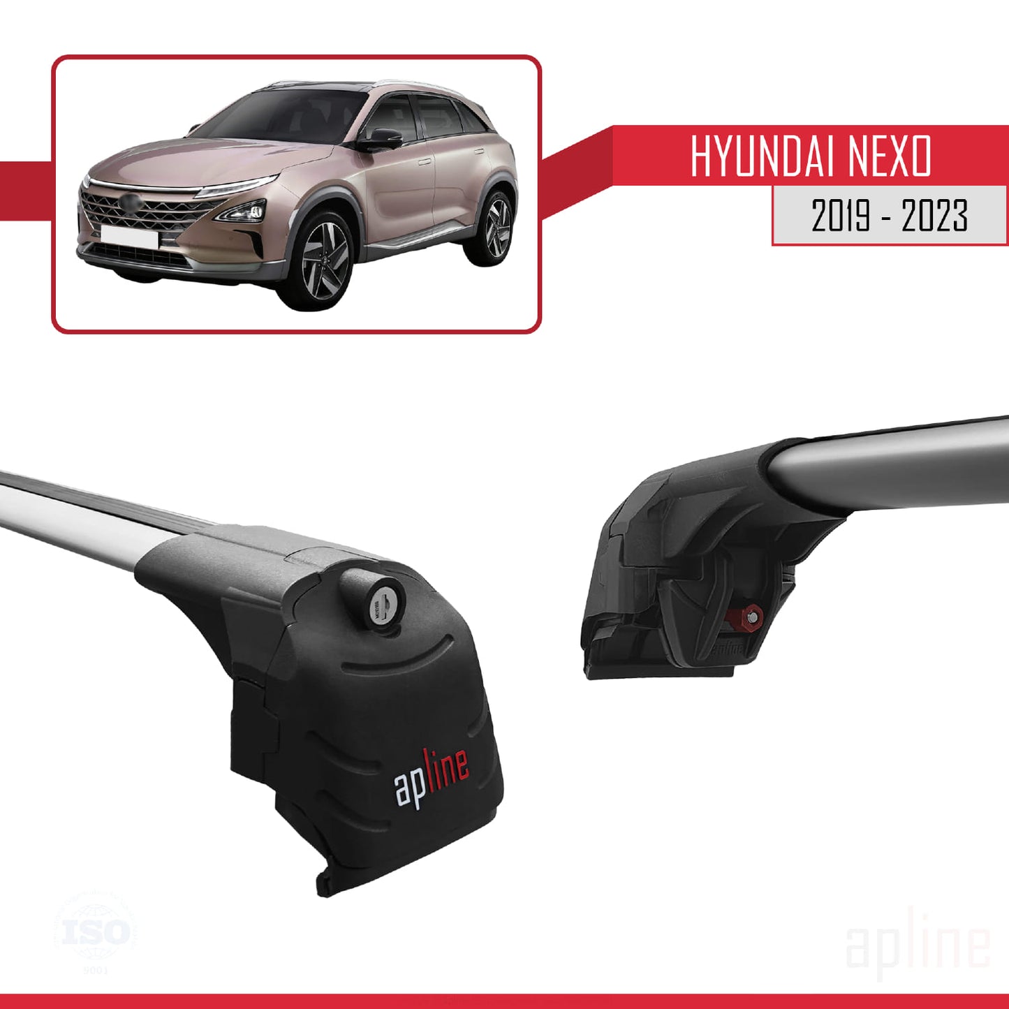 Compatibile con Hyundai Nexo 2019-2023 ACE-2 Barre portatutto per auto Portapacchi in alluminio grigio 2 barre