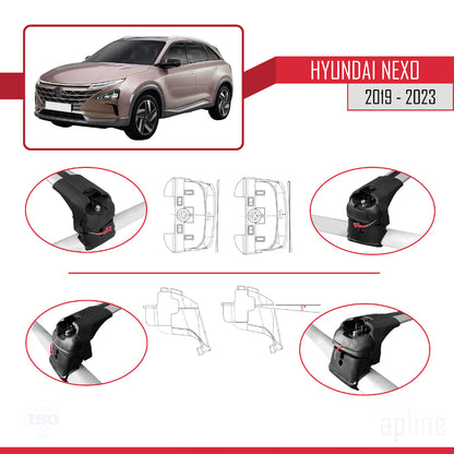 Compatibile con Hyundai Nexo 2019-2023 ACE-2 Barre portatutto per auto Portapacchi in alluminio grigio 2 barre