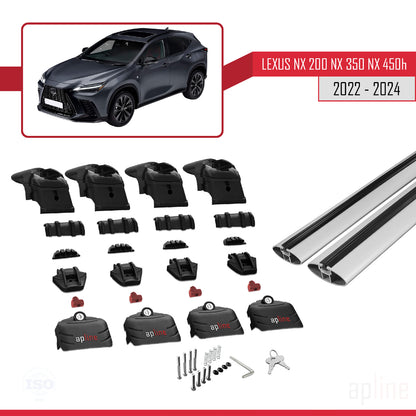 Compatible avec Lexus NX 200 NX 350 NX 450H 2022-2024 ACE-2 Barres de Toit Railing Porte-Bagages de Voiture Gris Aluminium 2 Barres
