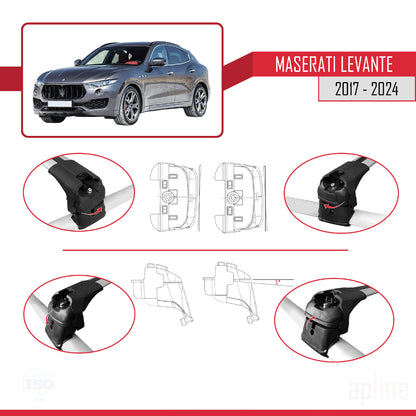 Compatible avec Maserati Levante 2017-2024 ACE-2 Barres de Toit Railing Porte-Bagages de Voiture Gris Aluminium 2 Barres