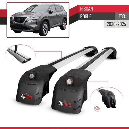 ACE-2 Dakdrager bagagedrager compatibel met Nissan Rogue 2020-2022 Spoorstaven Grijs Aluminium 2 Staven