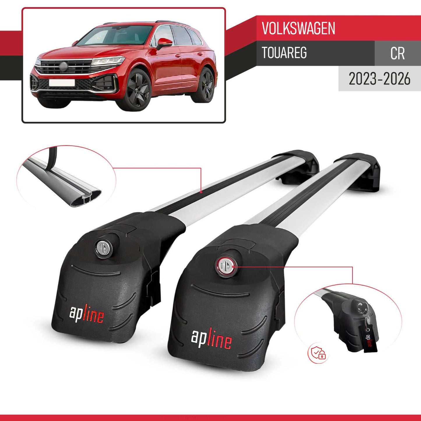 Compatibile con VW Touareg 2023-2025 ACE-2 Barre Tetto Portapacchi Auto Barre Portatutto Grigo Alluminio 2 Barre