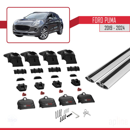 Compatible avec Ford Puma 2019-2024 ACE-2 Barres de Toit Railing Porte-Bagages de Voiture Gris Aluminium 2 Barres