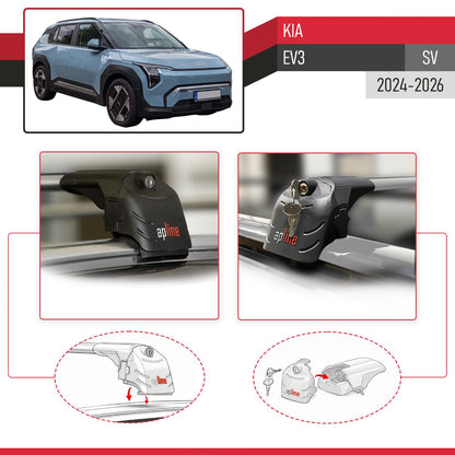 ACE-2 Dakdrager bagagedrager compatibel met Kia EV3 2024-2025 Spoorstaven Grijs Aluminium 2 Staven